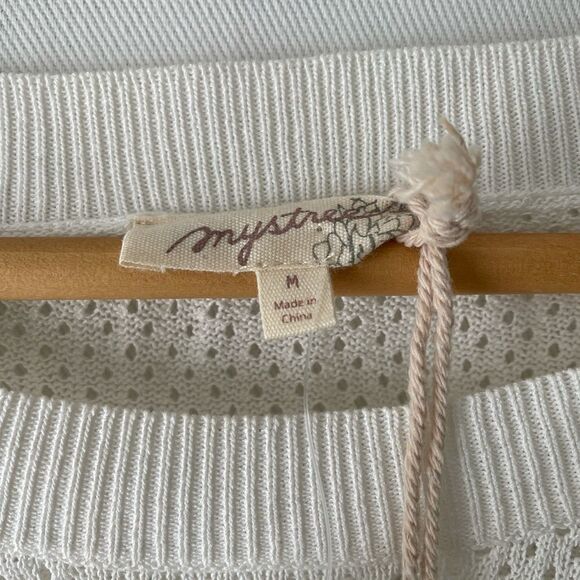 mystree white open shoulders long sleeve top size M 341 - Picture 4 of 6